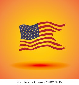 Illustration of a waving flag of the United States of America. Independence Day.