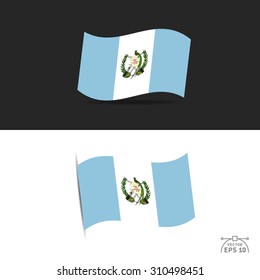  illustration of waving Guatemala Flag on black and white  background.