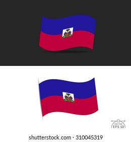 illustration of waving Haiti Flag on black and white  background.