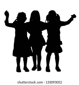 A Illustration Of Waving Kids Silhouette