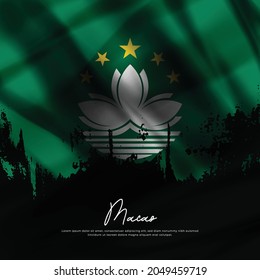 ilustración de ondear fondo de seda de la bandera de Macao	