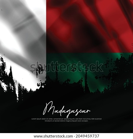 illustration of waving Madagascar flag silk grunge background	