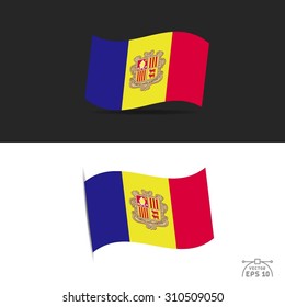 illustration of waving Moldova Flag on black and white  background.