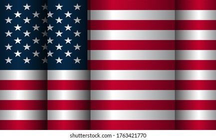 Illustration of waving USA flag. Vector illustration