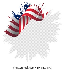 illustration wavy American Flag for Independence Day brush stroke background. American flag on transparent background vector illustration.