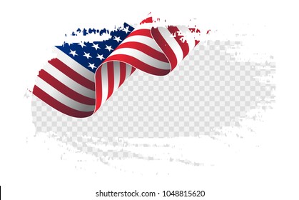 illustration wavy American Flag for Independence Day brush stroke background. American Flag Flowing. American flag on transparent background vector illustration.