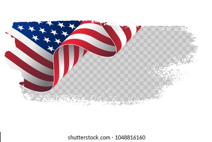 illustration wavy American Flag for Independence Day brush stroke background. American flag on transparent background vector illustration.