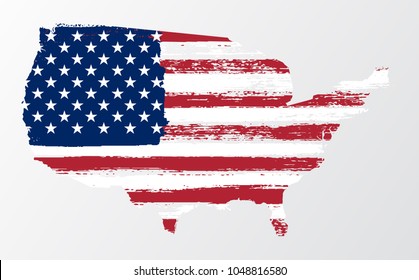 illustration wavy American Flag for Independence Day brush stroke background. American Flag Flowing. American flag on transparent background vector illustration.