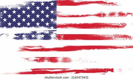 illustration wavy American Flag for Independence Day brush stroke background.American flag on transparent background vector illustration.