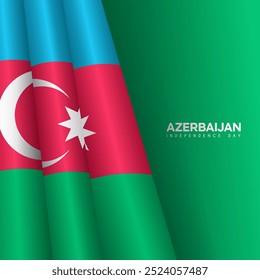 Ilustración de la bandera azerbaiyana ondulada, adecuada para el Día de la Independencia de Azerbaiyán