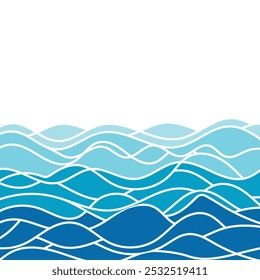 Illustration of wavy blue sea surface flat design