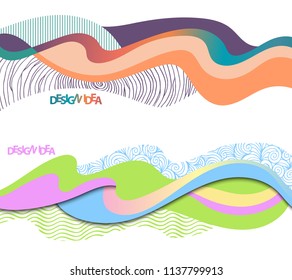 An illustration of a wavy form with textures and a gradient for the design of advertising banners. Element of creative design. Vector illustration.