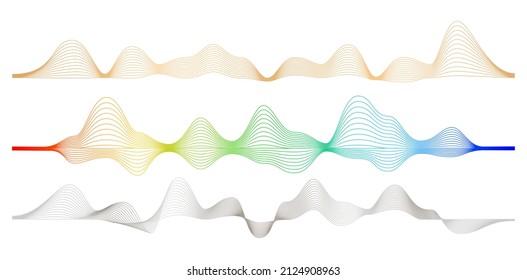 illustration of an wavy line three model color design, applicable for sound or voice spectrum, light trail color chart, digital technology backgrounds, motion electric, flowing lines banner and sign