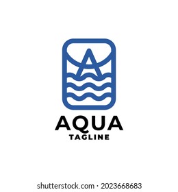 illustration of a wavy water with a letter a, good for any business related to water.