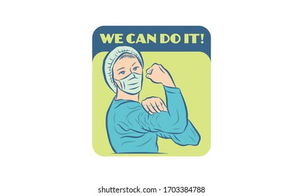 Illustration of We Can Do It Fight Aganist Corona Virus Covid 19. Coronavirus Disease awareness