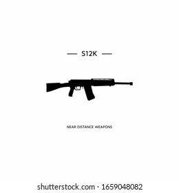 ILLUSTRATION WEAPONS API, SILHOUETTE GUN (S12K).
VECTOR GUN.