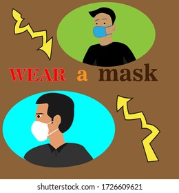 illustration of wearing a mask to avoid viruses