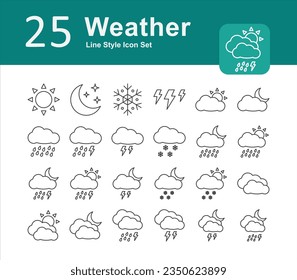 Illustration of Weather Collection design Line Icon. Weather Outline Icon Pack. Set of Weather Line Icon