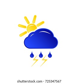 illustration of the weather, sun, cloud, lightning, rain.