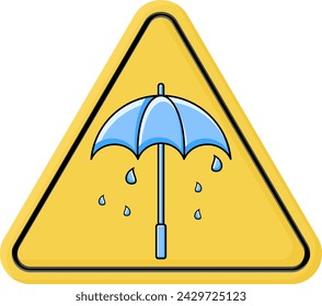 illustration of a weather warning with an umbrella icon and raindrops. simple editable vector