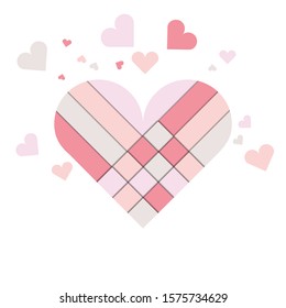 Illustration of a weaving heart in pastel tones on a white background