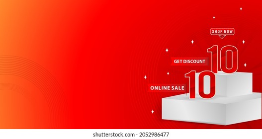 illustration web banner design of 10.10 sale or 10.10 online sale with cube model display product, applicable for online shop sign, poster, flyer, social media banner, label promotion in store