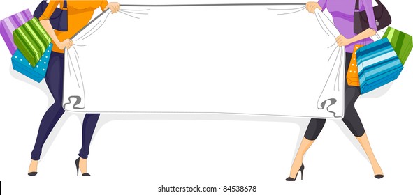 Ilustración de una pancarta web con un tema de compras