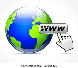 Illustration of web concept with earth and hand