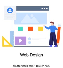 An illustration of web design in flat style