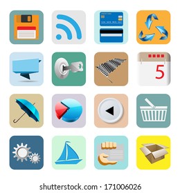 Illustration Web Icons for the Internet, Isolated on White Background. Vector Set.