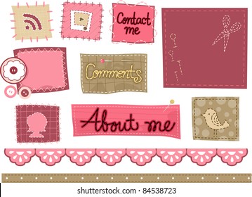 Illustration of Web Icons with Stitch Designs