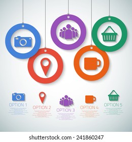 Illustration of Web Infographic Template Layout With Vector Icons, could be used for website, UI, phone, tablet pc