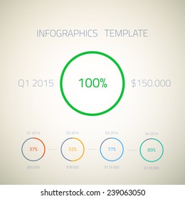 Illustration of Web Infographic Timeline Pie Template Layout With Vector Icons, could be used for website, UI, phone, tablet pc