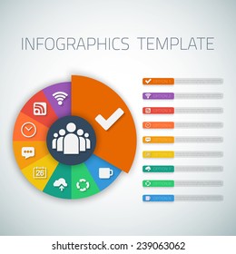 Illustration of Web Infographic Timeline Pie Template Layout With Vector Icons, could be used for website, UI, phone, tablet pc
