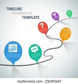 Illustration of Web Infographic Timeline Speech Bubble Template Layout With Vector Icons, could be used for website, UI, phone, tablet pc