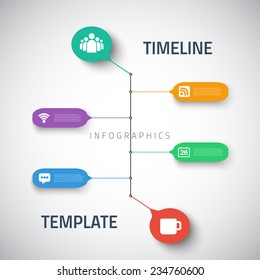 Illustration of Web Infographic Timeline Template Layout With Vector Icons, could be used for website, UI, phone, tablet pc