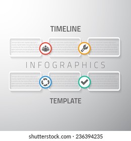 Illustration of Web Infographic Timeline Template Layout With Vector Icons, could be used for website, UI, phone, tablet pc