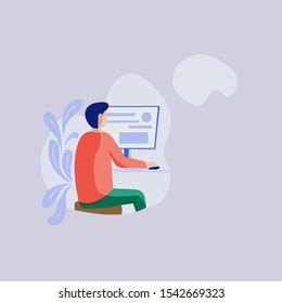 illustration for the web. man playing computer
