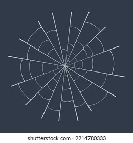 An illustration of the web on a dark background. White thread for Halloween decor. Vector illustration for the holiday