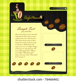 illustration of web page for cafe on checked background