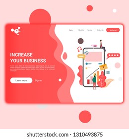 Illustration for web page or landing page, flat design style, smart phone illustration.