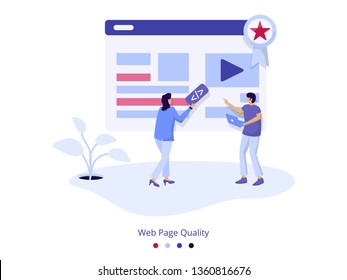 illustration Web Page Quality concept, can be used for onboarding mobile apps, landing page web, banners, promotions. vector-illustration