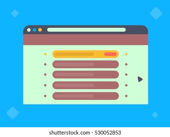 Illustration of the web site template with person icon, social network page on blue background. Vector image