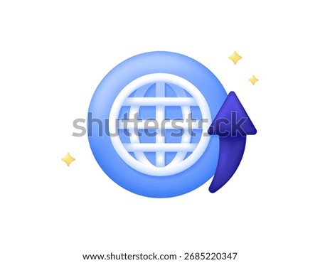 illustration of a web symbol with an upward arrow. website development concept. browser upgrades and updates. optimization. 3D style design. elements. white background
