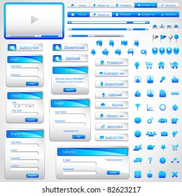 illustration of web template with navigation button and video window