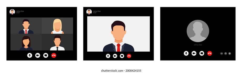 Illustration of webinar, online conference and training. Flat. Vector illustration. Mockup video conference