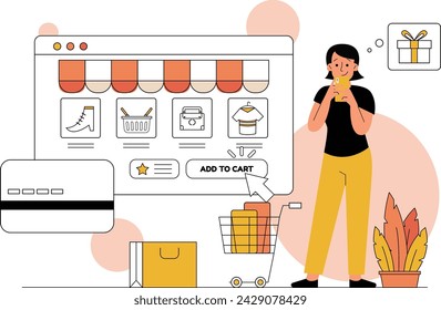 Illustration von Website Design für E-Commerce