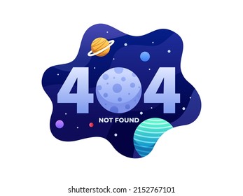 Illustration Website Error Page 404 Not Found In Cosmos Space with Planet. Lost in space. Website 404 Error Code Illustration.
Can be used for Website, Landing page, blog, animation, UI, UX, Etc