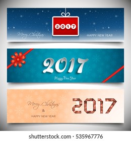 Illustration of website header or banner of Happy new year 2017.