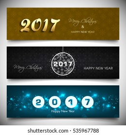 Illustration of website header or banner of Happy new year 2017.
